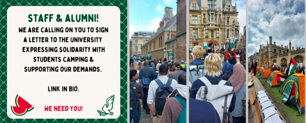 CLAREC supports the Cambridge student encampment for Palestina